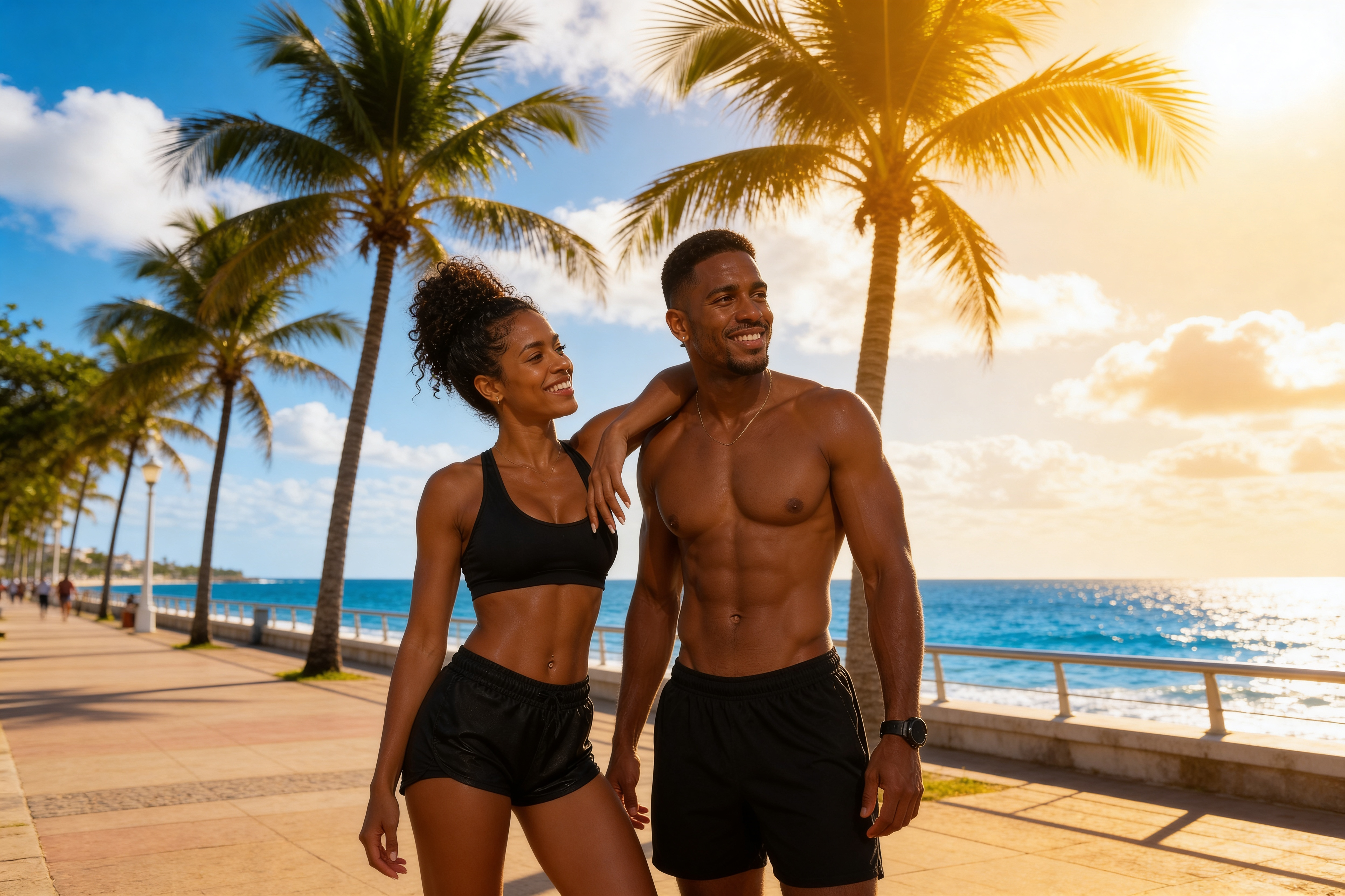Casal fitness orla praia